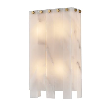 Z-Lite Viviana Wall Sconce, 4-Light, 9.5 In.W x 4.25 In.L x 15.75 In.H, Rubbed Brass/Alabaster 345-4S-RB